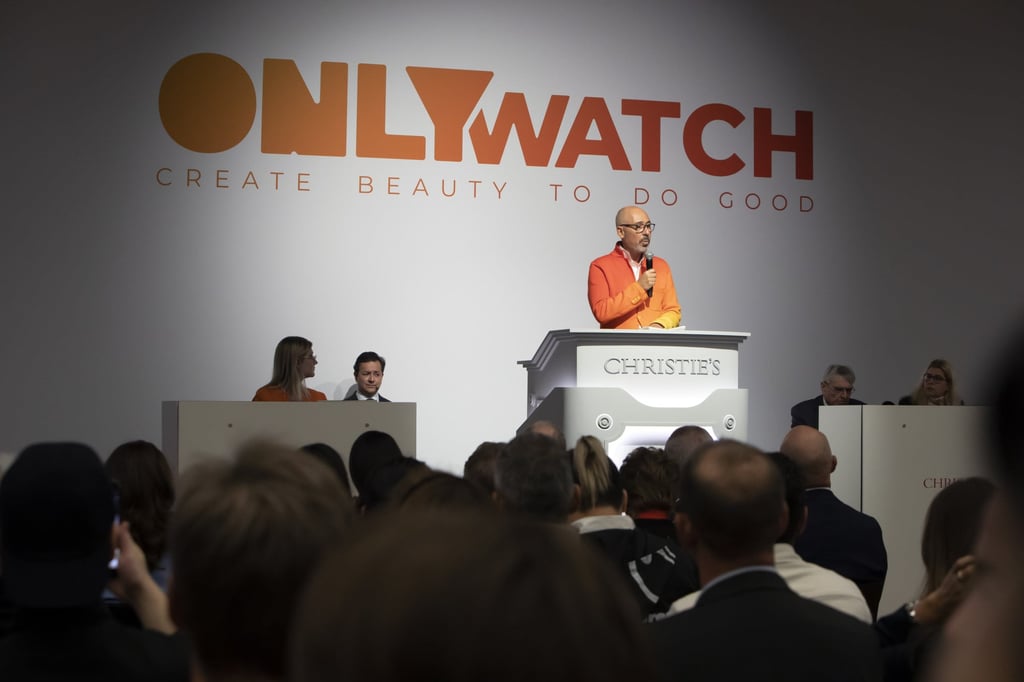 Luc Pettavino speaks at a previous edition of Only Watch. The 2023 edition was postponed to an unspecified date in 2024. Photo: Handout Luc Pettavino speaks at a previous edition of Only Watch. The 2023 edition was postponed to an unspecified date in 2024. Photo: Handout