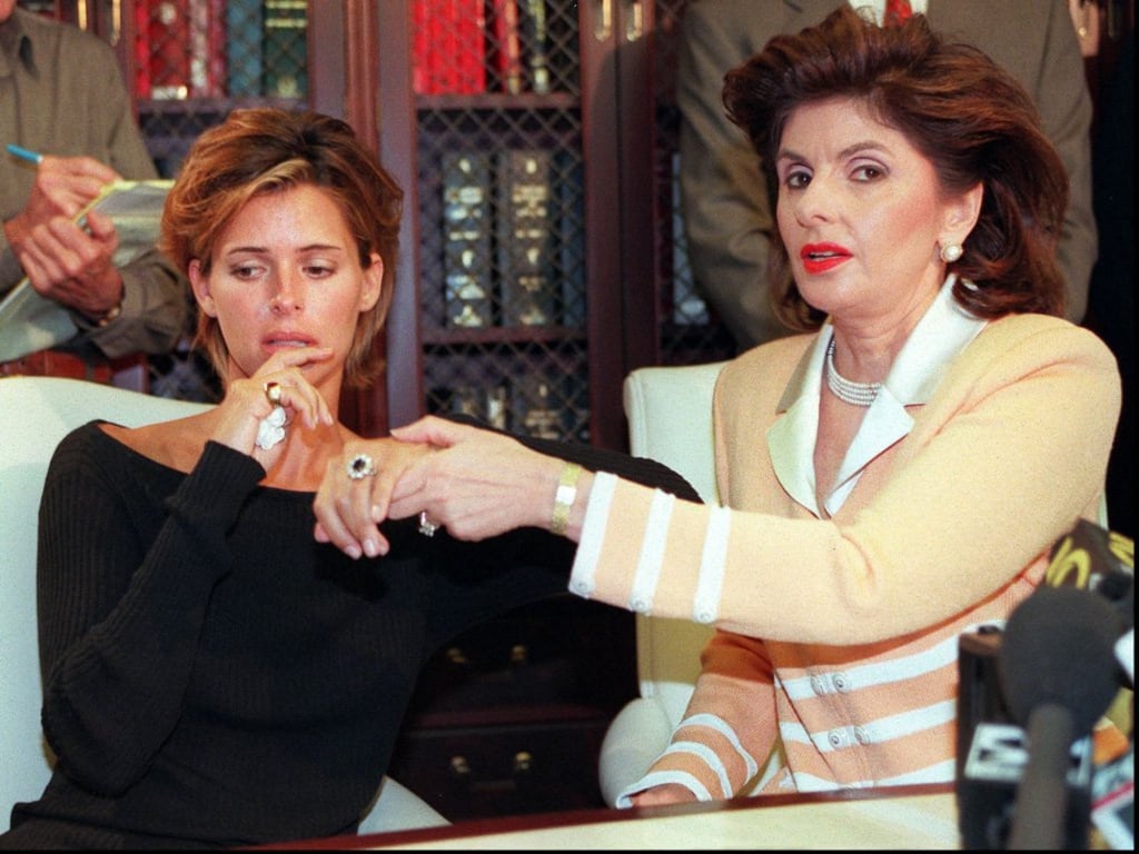 US model Kelly Fisher and her lawyer Gloria Allred show off the large sapphire and diamond engagement ring given to her by former Egyptian fiancée Dodi Fayed. Photo: AFP US model Kelly Fisher and her lawyer Gloria Allred show off the large sapphire and diamond engagement ring given to her by former Egyptian fiancée Dodi Fayed. Photo: AFP