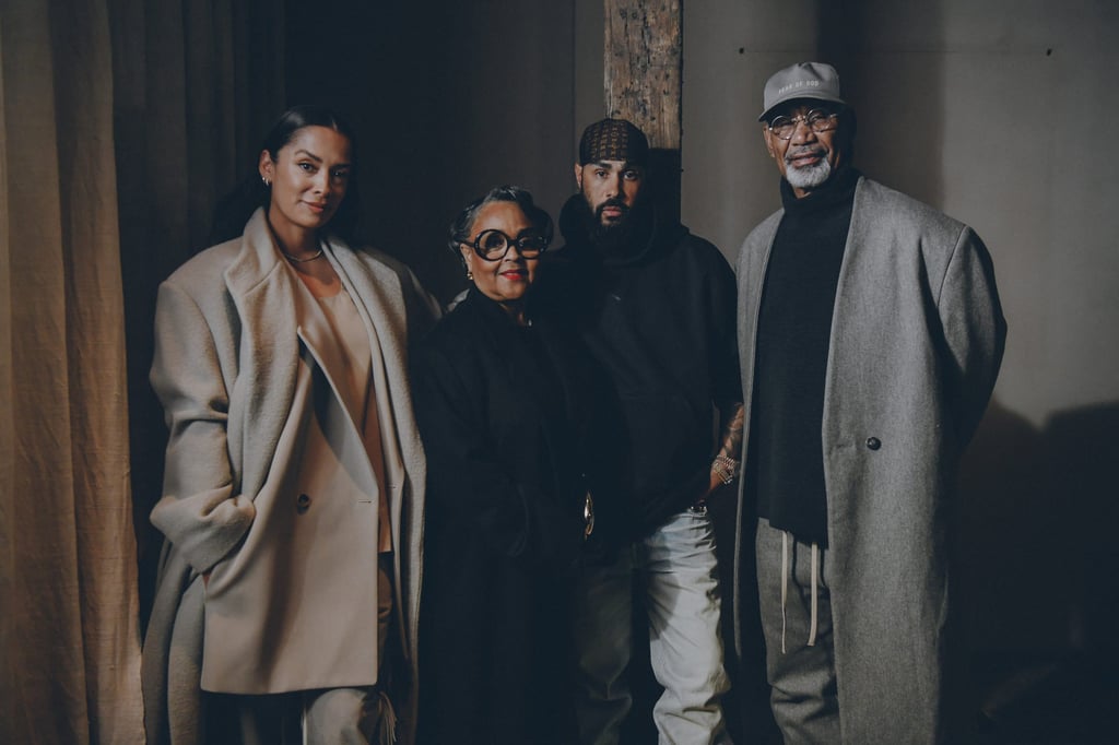Jerry Lorenzo (third from left) with wife Desiree, father Jerry Manuel and mother Renette Manuelat an awards night in New York. Photo: Handout