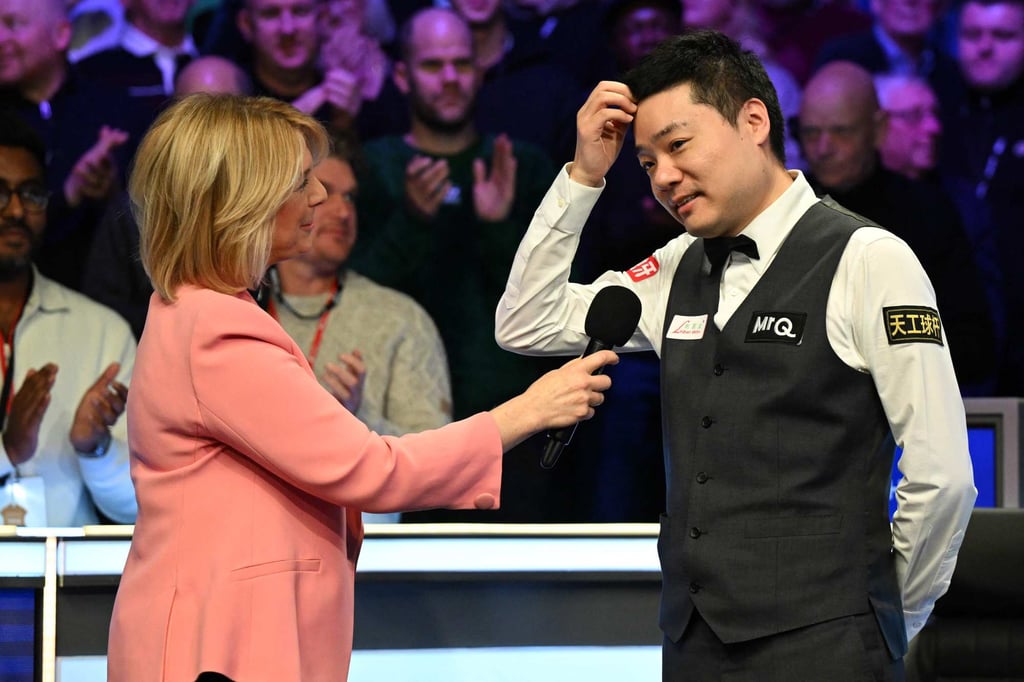 Ding Junhui is interviewed in the aftermath of his defeat at the York Barbican. Photo: AFP Ding Junhui is interviewed in the aftermath of his defeat at the York Barbican. Photo: AFP