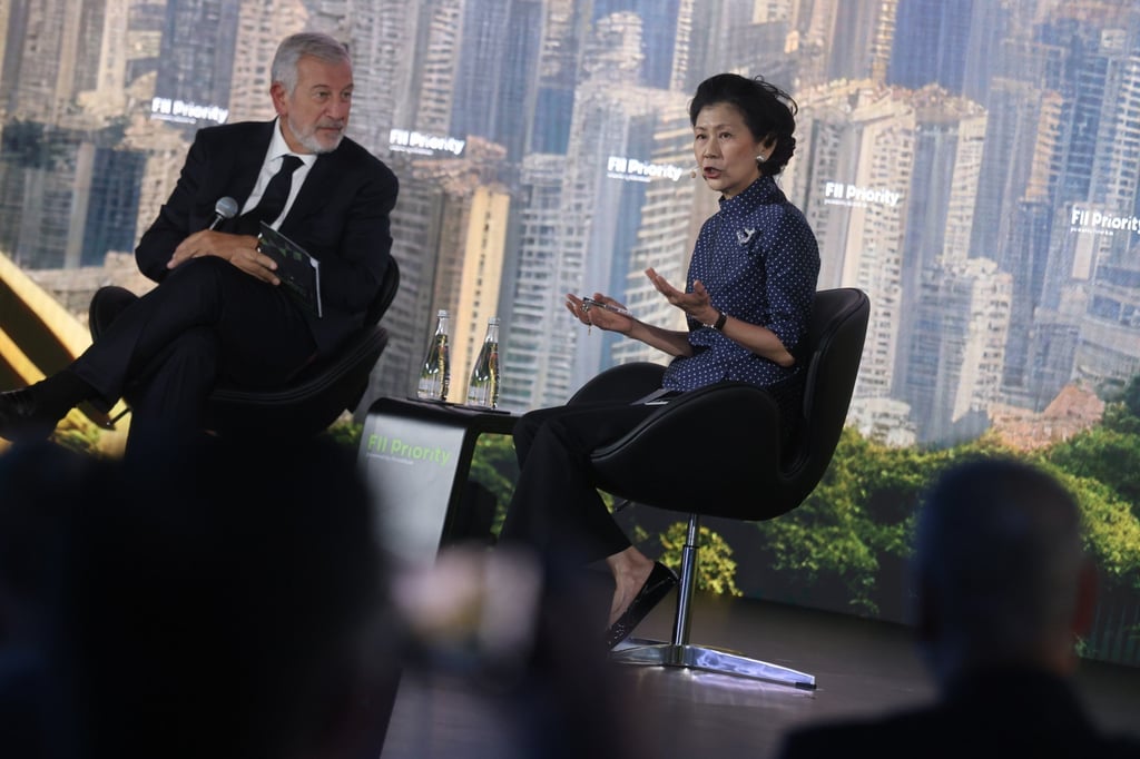 FII Institute CEO Richard Attias (left) and Horizons Ventures Co-founder Solina Chau speak at the FII Priority event in Hong Kong on December 7, 2023. Photo: Jonathan Wong FII Institute CEO Richard Attias (left) and Horizons Ventures Co-founder Solina Chau speak at the FII Priority event in Hong Kong on December 7, 2023. Photo: Jonathan Wong