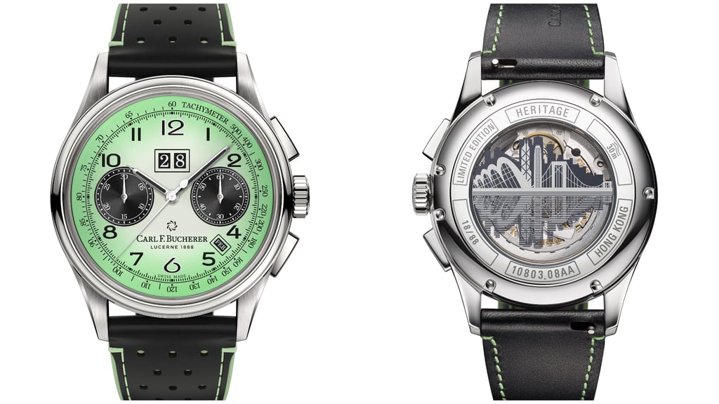 Carl F. Bucherer Heritage Bicompax Annual HomeTown Edition Hong Kong features some of the city’s familiar landmarks on its caseback Carl F. Bucherer Heritage Bicompax Annual HomeTown Edition Hong Kong features some of the city’s familiar landmarks on its caseback