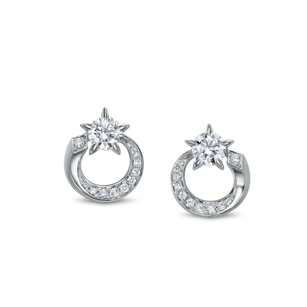 Chow Tai Fook Lodestar collection 18k white gold diamond earrings