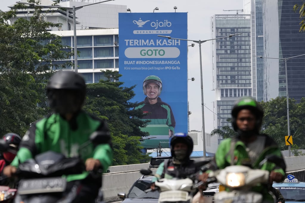 A billboard advertising GoTo’s initial public offering in Jakarta, Indonesia in 2022. . Photo: Bloomberg A billboard advertising GoTo’s initial public offering in Jakarta, Indonesia in 2022. . Photo: Bloomberg