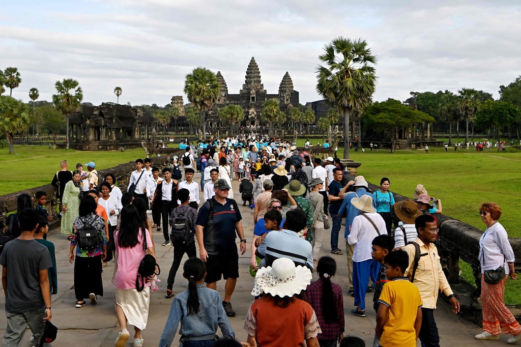 Tourists visit Cambodia’s Angkor Wat temple. Southeast Asian nations like Vietnam and Cambodia, unlike the US and Europe, have relatively easy visa access for Indian nationals, helping to usher in a tourism rebound this year across the region. Photo: AFP