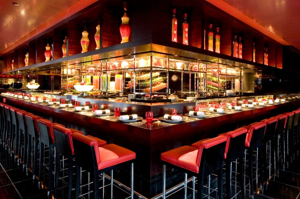 The open kitchen at L’Atelier de Joël Robuchon in Central
