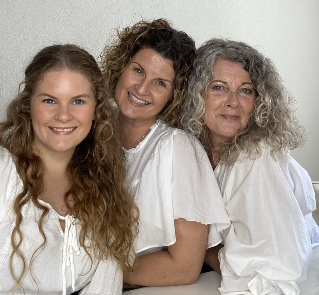 Maria Monllor (centre) with her mother and daughter, who together co-founded wellness supplements company Enaiya. Photo: Maria Monllor