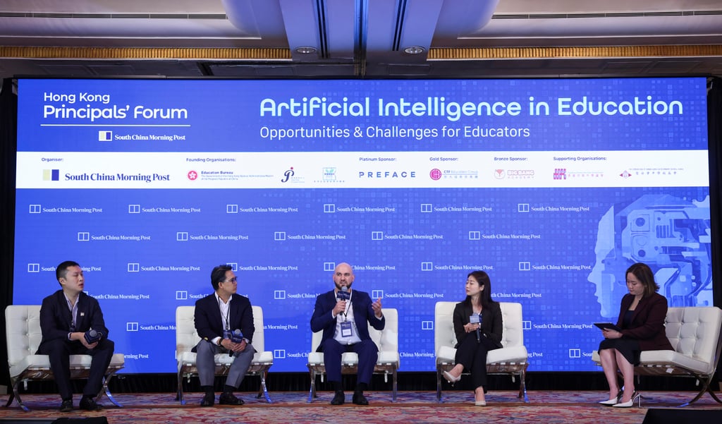 Panellists discuss AI and its use in the classroom at the Principals’ Forum. Photo: Yik Yeung-man Panellists discuss AI and its use in the classroom at the Principals’ Forum. Photo: Yik Yeung-man