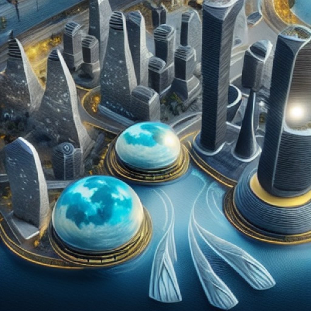 Another artwork that emerged from the Wukong-Huahua AI Fine-Tuning and Application Competition, titled Ocean Age City, depicts a world where human settlements have been constructed under the ocean.
