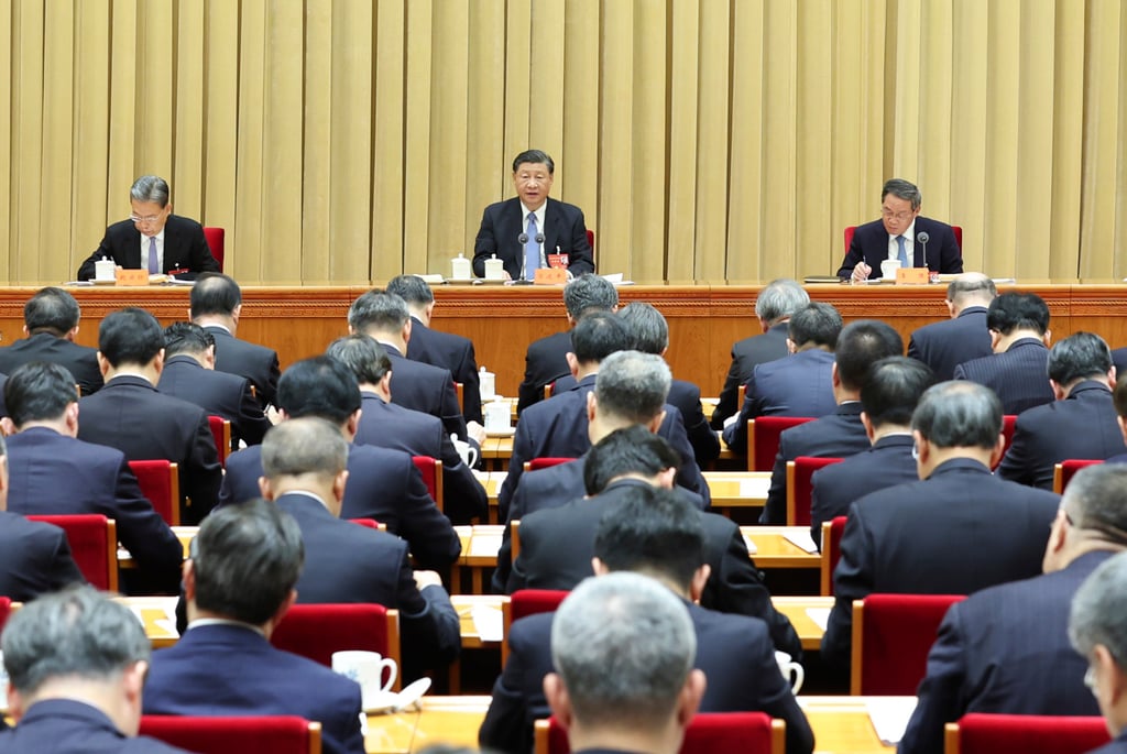 Chinese President Xi Jinping speaks at the annual Central Economic Work Conference in Beijing. A takeaway from the meeting is that the leadership is not just pushing for GDP growth but for a more sustainable pace rather than a V-shaped rebound. Photo: Xinhua via AP Chinese President Xi Jinping speaks at the annual Central Economic Work Conference in Beijing. A takeaway from the meeting is that the leadership is not just pushing for GDP growth but for a more sustainable pace rather than a V-shaped rebound. Photo: Xinhua via AP