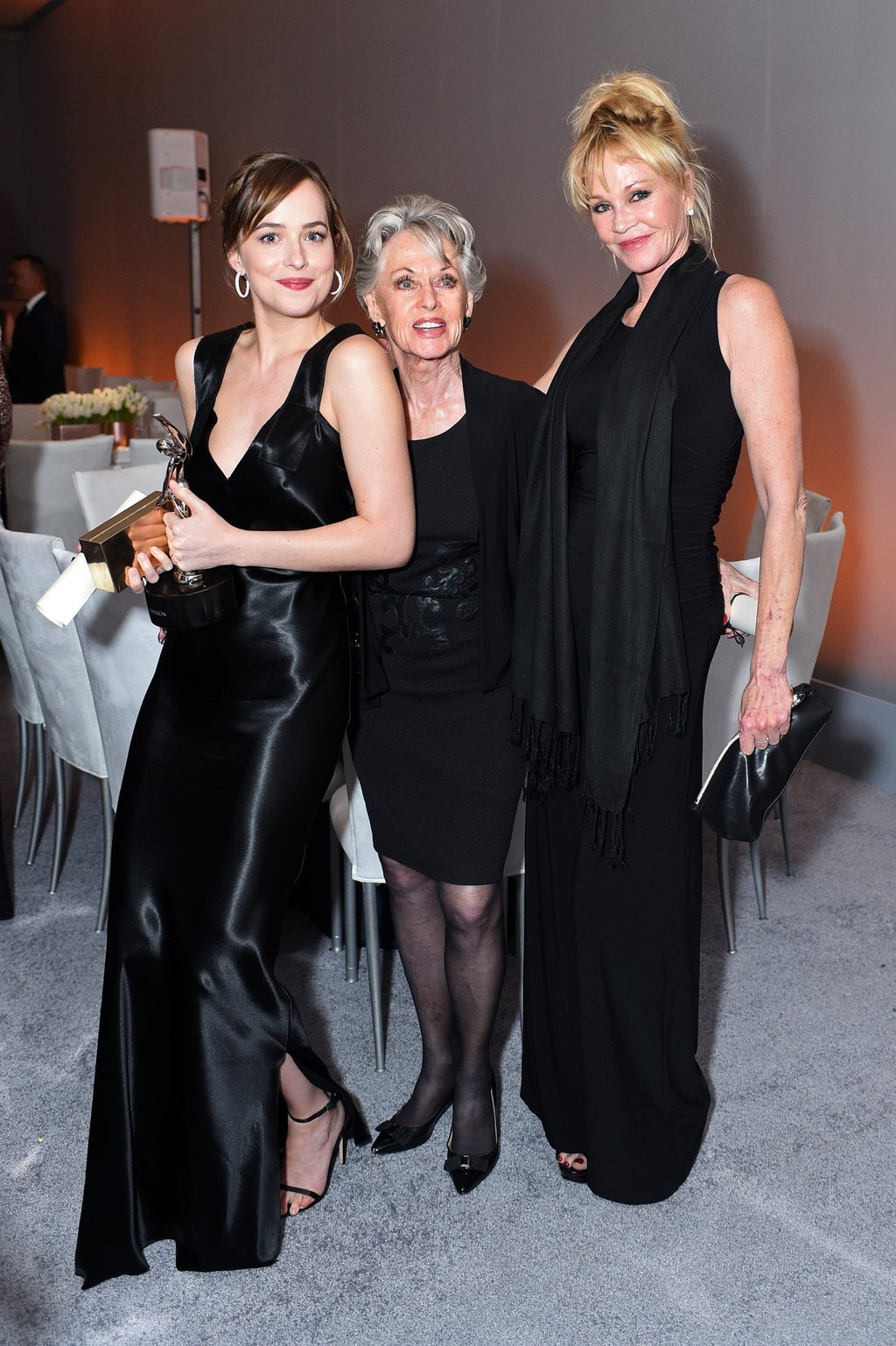 Dakota Johnson’s mother is Melanie Griffith, who in turn is the daughter of Tippi Hedren. Photo Getty