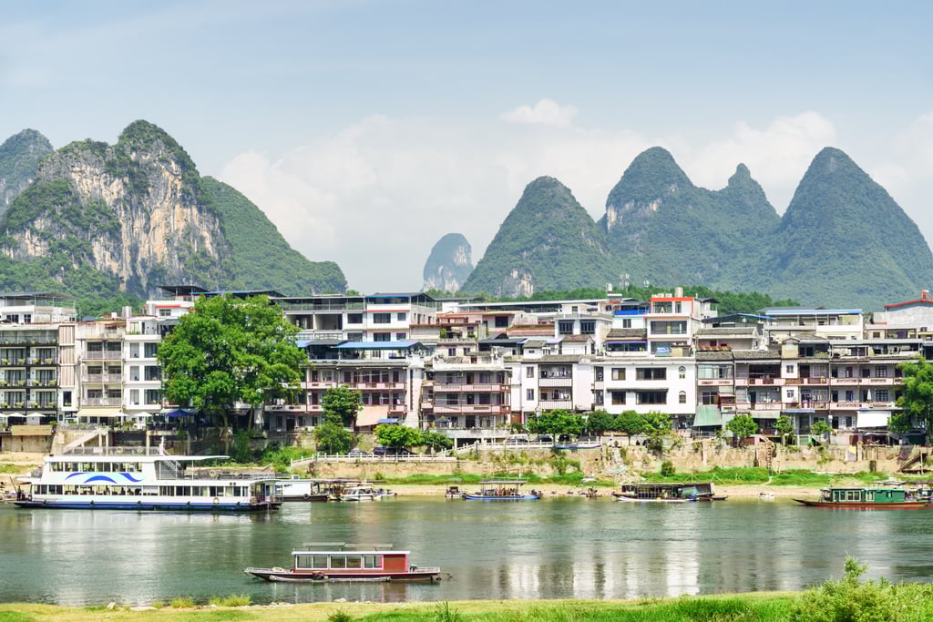 Karst mountains rise above the town of Yangshuo on the Li River. Photo: Shutterstock