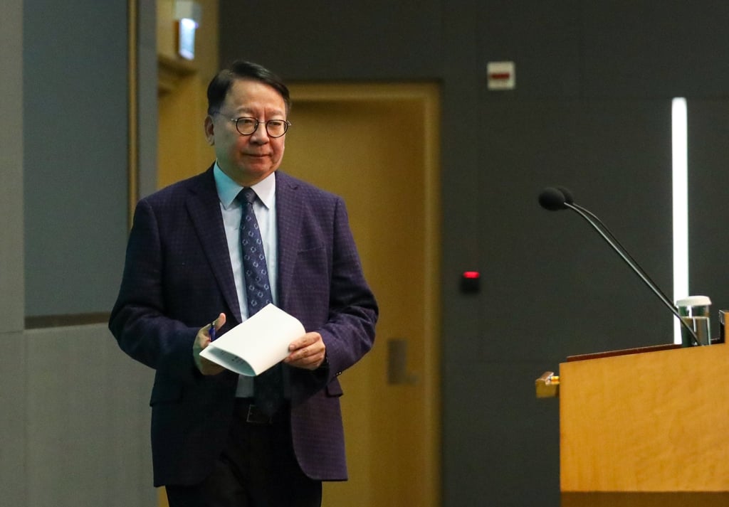 Acting Chief Executive Eric Chan has called on elected councillors to fully implement the “patriots administering Hong Kong” principle. Photo: Xiaomei Chen