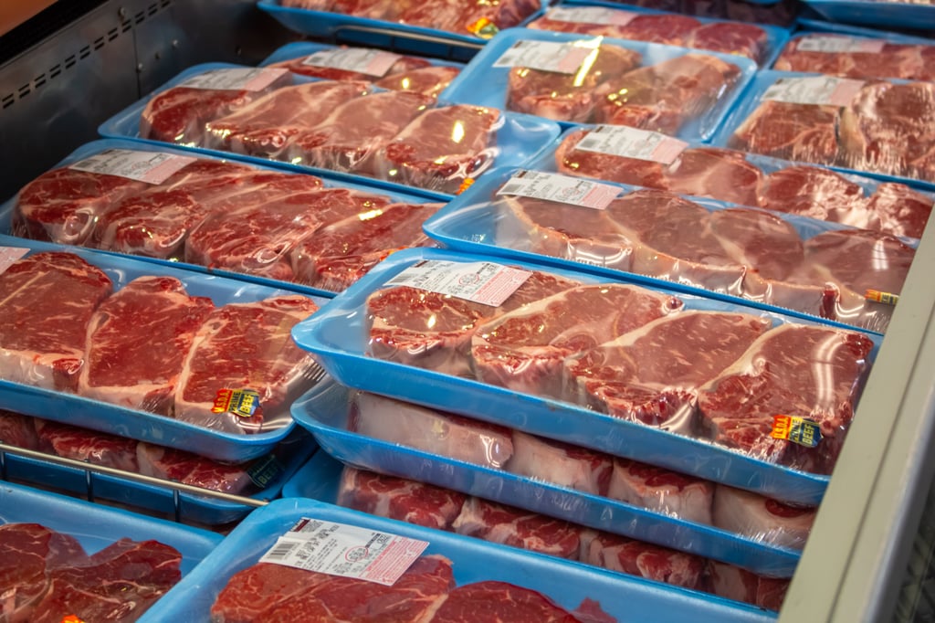 Multipacks of USDA prime beef New York steaks at a Costco. Photo: Shutterstock Multipacks of USDA prime beef New York steaks at a Costco. Photo: Shutterstock