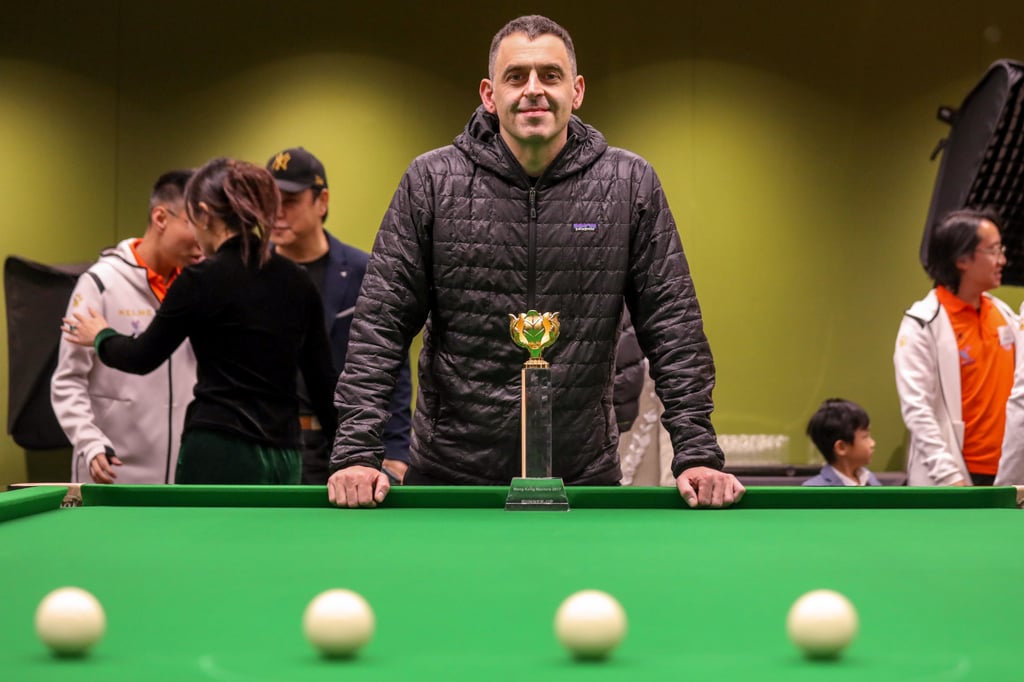 Ronnie O’Sullivan stands at a snooker table during a press event to launch the Hong Kong Snooker All-Star Challenge. Photo: Xiaomei Chen