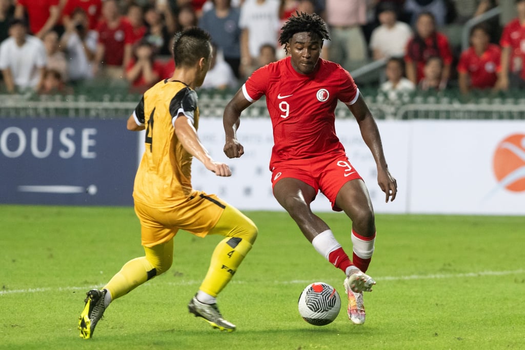 Michael Udebuluzor (right) has been troubled by hamstring problems but expects to face China. Photo: HKFA Michael Udebuluzor (right) has been troubled by hamstring problems but expects to face China. Photo: HKFA