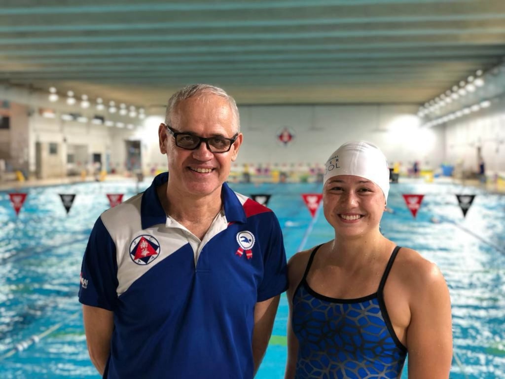 Michael Fasching with Siobhan Haughey in 2019 at the South China Athletic Association. Photo: Handout