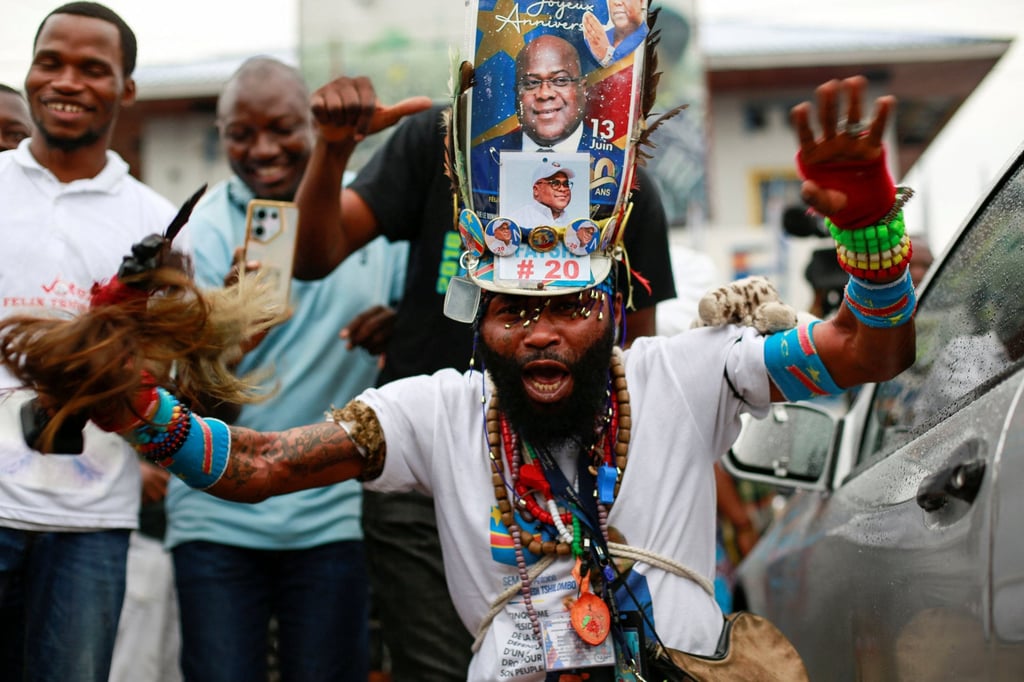 Supporters of President Félix Tshisekedi celebrate his win. Photo: Reuters