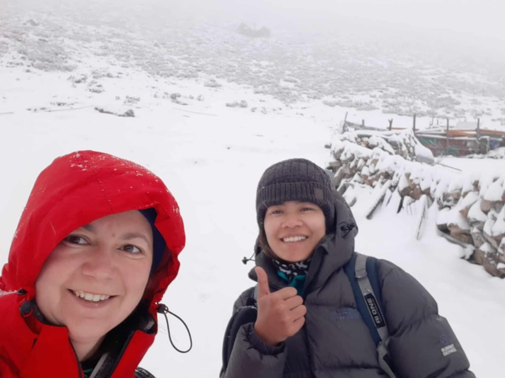 Czech tourist Veronika Jacenkova with a guide from Duluwa Outdoors. Photo: Duluwa Outdoors