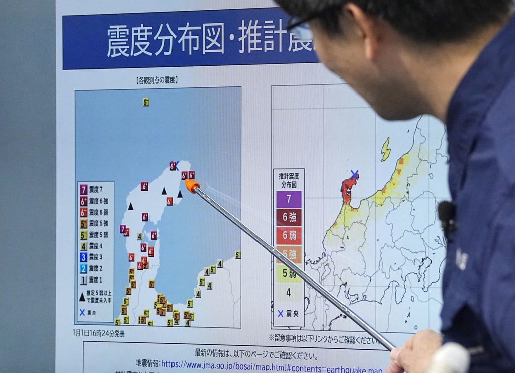 The Japan Meteorological Agency briefs the public on Monday’s earthquake. Photo: Kyodo News The Japan Meteorological Agency briefs the public on Monday’s earthquake. Photo: Kyodo News