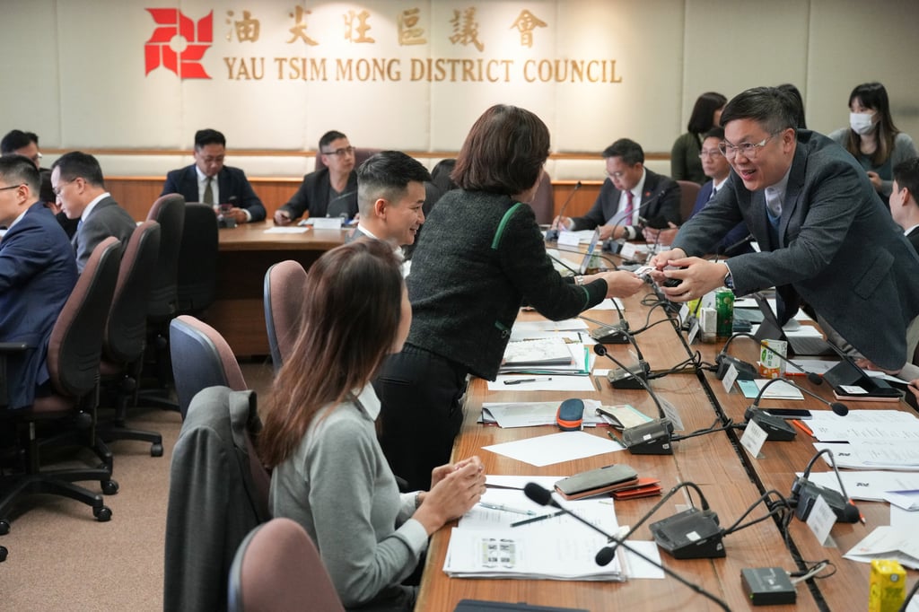 Yau Tsim Mong District Council was the first of the 18 municipal bodies to convene a meeting. Photo: Eugene Lee