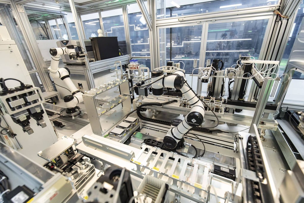 An AI-run robotic laboratory at the Insilico Medicine research facility in Suzhou, China. Photo: Bloomberg An AI-run robotic laboratory at the Insilico Medicine research facility in Suzhou, China. Photo: Bloomberg