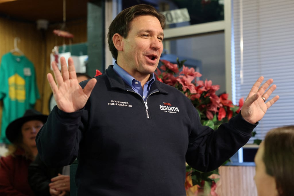 Florida Governor Ron DeSantis at a campaign event in Sioux City, Iowa. Photo: Reuters