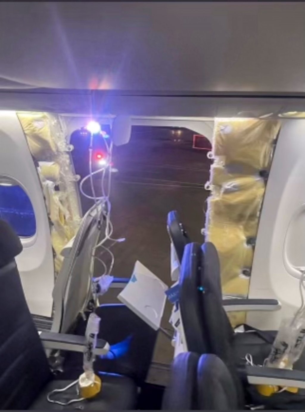 The damaged part of the Alaska Airlines Boeing 737 MAX 9. Photo: AP The damaged part of the Alaska Airlines Boeing 737 MAX 9. Photo: AP