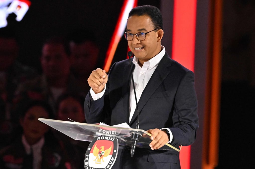 Anies Baswedan took aim at Prabowo Subianto’s purported wealth in the third debate on January 7. Photo: AFP Anies Baswedan took aim at Prabowo Subianto’s purported wealth in the third debate on January 7. Photo: AFP