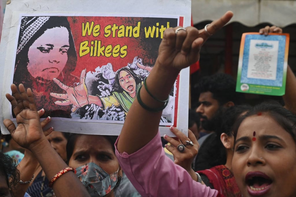 Women in Mumbai shout slogans during a protest on August 23, 2022, against the release of men convicted of gang-raping Bilkis Bano. Photo: AFP Women in Mumbai shout slogans during a protest on August 23, 2022, against the release of men convicted of gang-raping Bilkis Bano. Photo: AFP