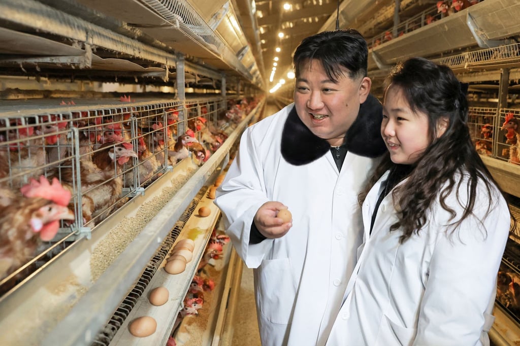 Kim Jong-un, North Korea’s ruler, visits a poultry farm with his daughter. Photo:KCNA/KNS/dpa Kim Jong-un, North Korea’s ruler, visits a poultry farm with his daughter. Photo:KCNA/KNS/dpa