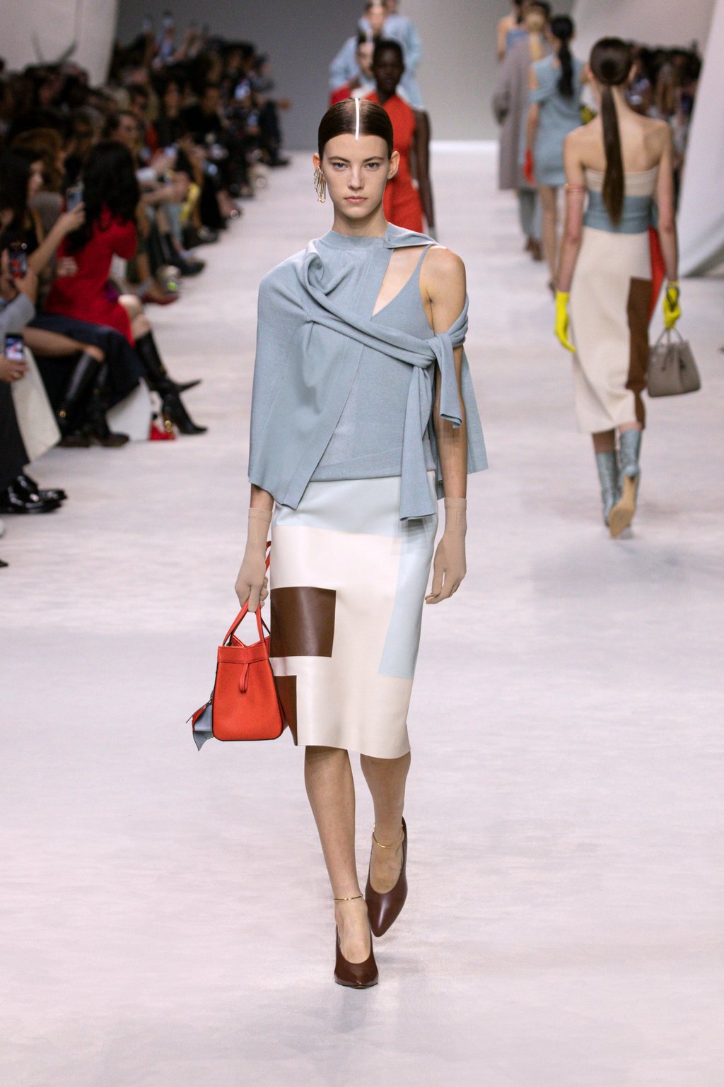 Fendi puts its own spin on the preppy sweater style with its spring/summer 2024 collection. Photo: Handout Fendi puts its own spin on the preppy sweater style with its spring/summer 2024 collection. Photo: Handout