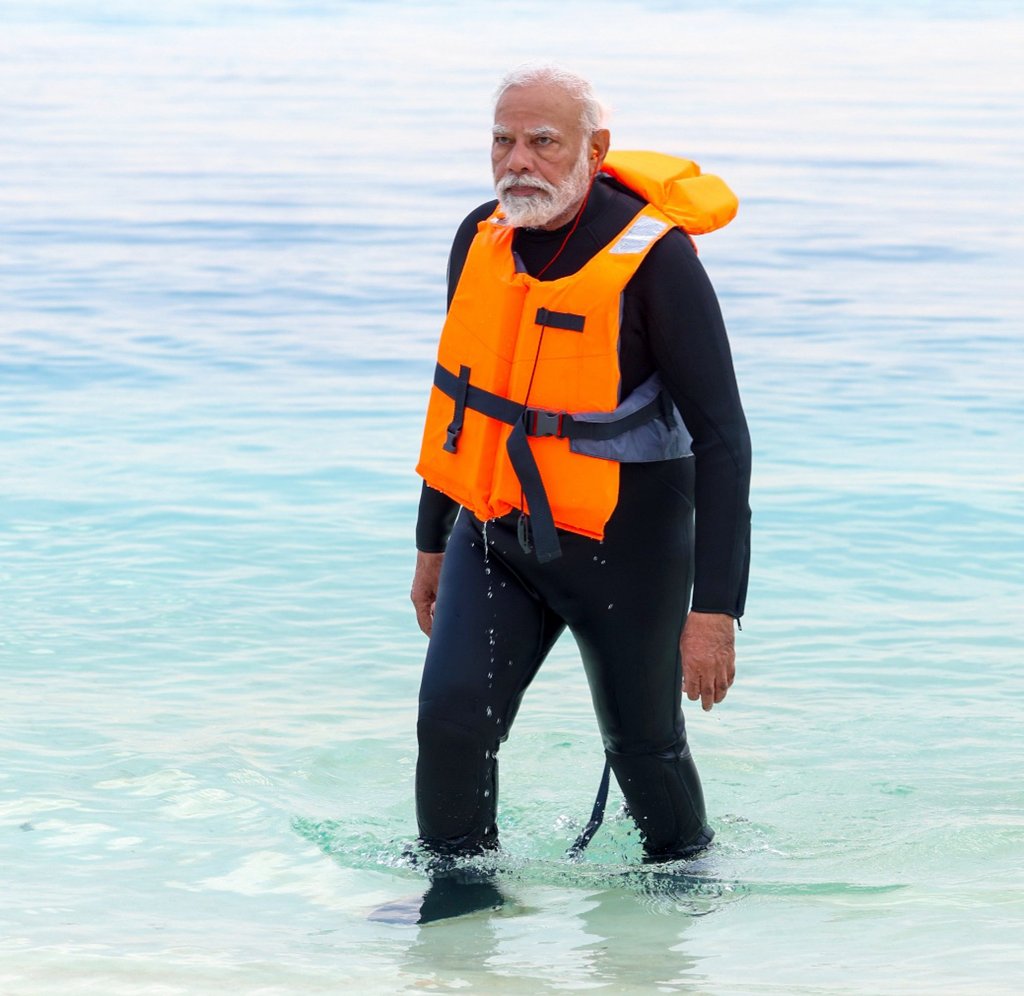 India Prime Minister Narendra Modi promotes the islands of Lakshadweep in a photo released on January 4. Photo: X/Narendra Modi India Prime Minister Narendra Modi promotes the islands of Lakshadweep in a photo released on January 4. Photo: X/Narendra Modi