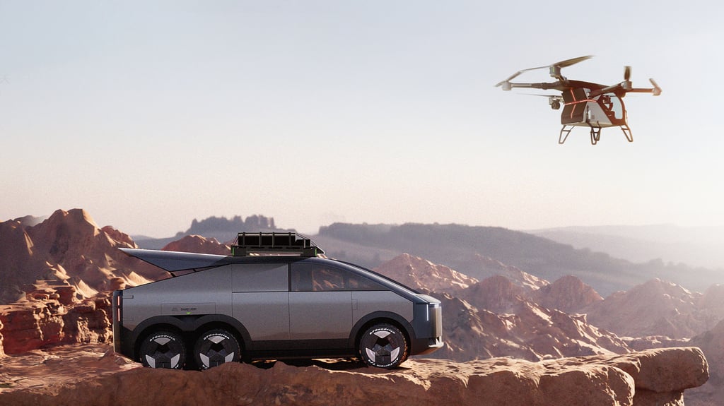 AeroHT’s modular Land Aircraft Carrier comes with a separate aircraft that launches from the car. Photo: Handout AeroHT’s modular Land Aircraft Carrier comes with a separate aircraft that launches from the car. Photo: Handout