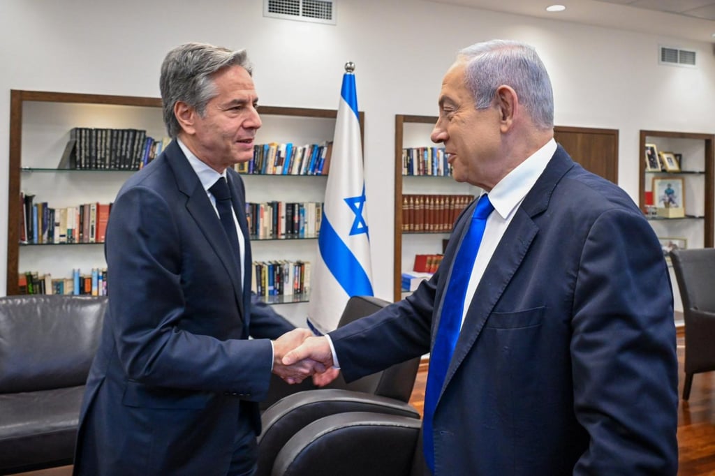 US Secretary of State Antony Blinken meeting with Israeli Prime Minister Benjamin Netanyahu. Photo: Government Press Office via EPA-EFE US Secretary of State Antony Blinken meeting with Israeli Prime Minister Benjamin Netanyahu. Photo: Government Press Office via EPA-EFE