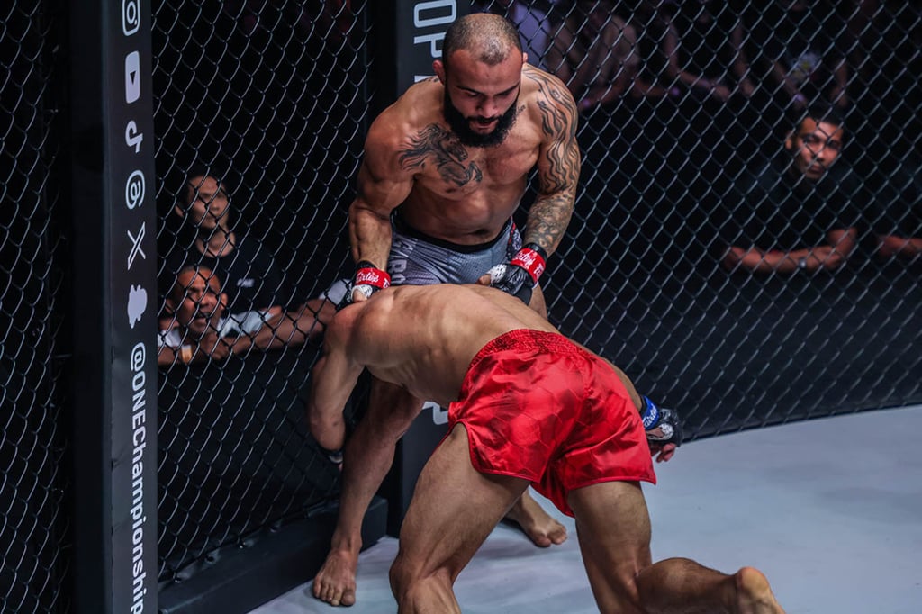 Stephen Loman tries to take down John Lineker at ONE Fight Night 14. Photo: ONE Championship