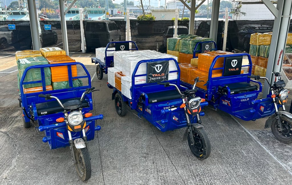 Customs also seized five electric tricycles in the smuggling bust. Photo: ISD Customs also seized five electric tricycles in the smuggling bust. Photo: ISD