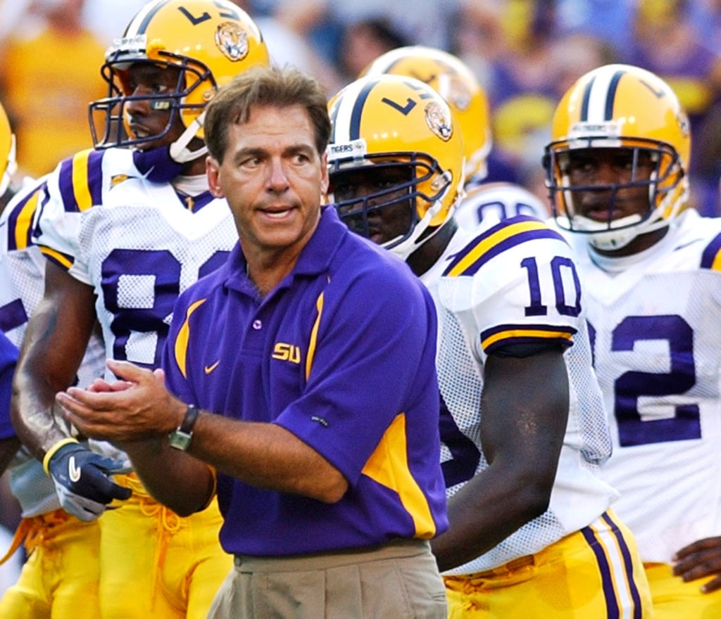 Nick Saban won the first of his seven national titles as coach of Louisiana State University. Photo: AP