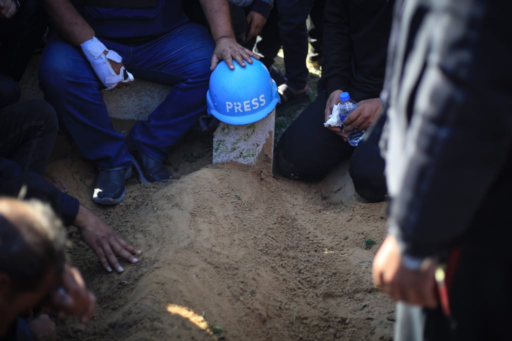 The grave of Hamza Wael Dahdouh, who was killed in an Israeli air strike on Sunday. Photo: dpa