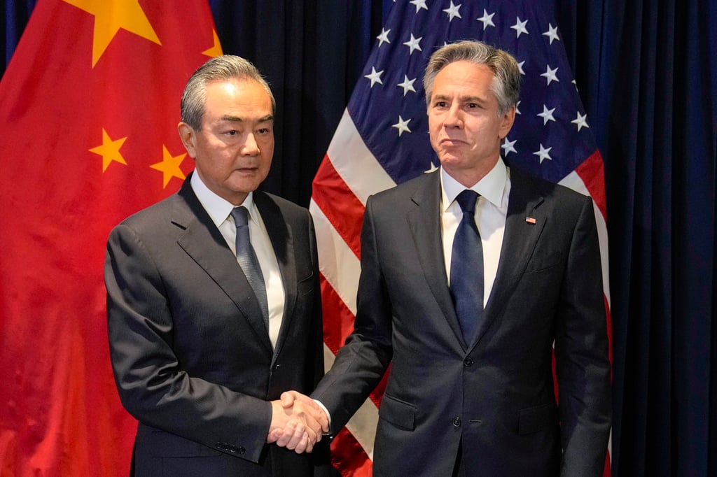 Chinese Foreign Minister Wang Yi shakes hands with US Secretary of State Antony Blinken on the sidelines of the Asean foreign ministers’ meeting in Jakarta in July last year. Photo: AP Chinese Foreign Minister Wang Yi shakes hands with US Secretary of State Antony Blinken on the sidelines of the Asean foreign ministers’ meeting in Jakarta in July last year. Photo: AP
