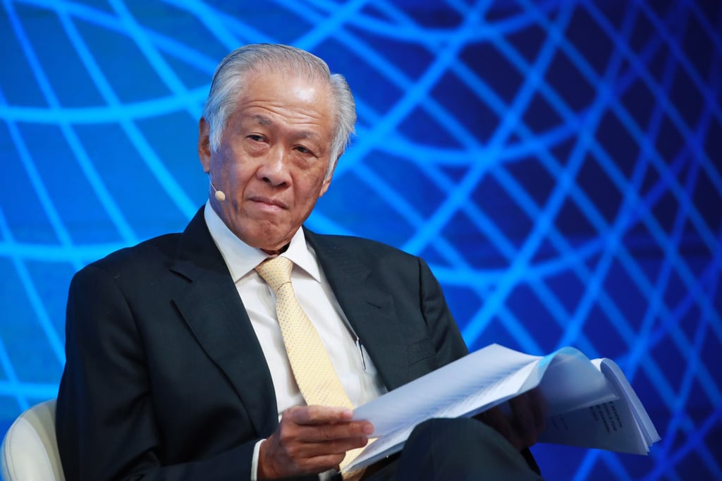Singapore’s Minister for Defence Dr Ng Eng Hen at the Shangri-la Dialogue at the Shangri-la Hotel in Singapore on June 4, 2023. Photo: EPA-EFE