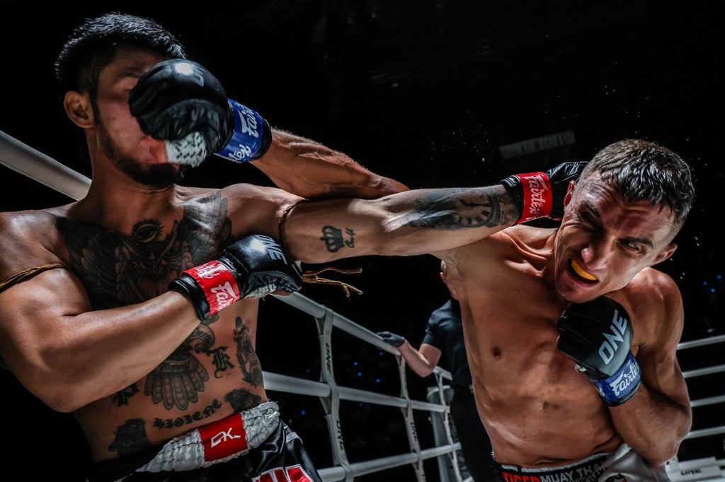 Suakim Sor Jor Tongprajin (left) and Alexey Balyko trade blows. Photo: ONE Championship