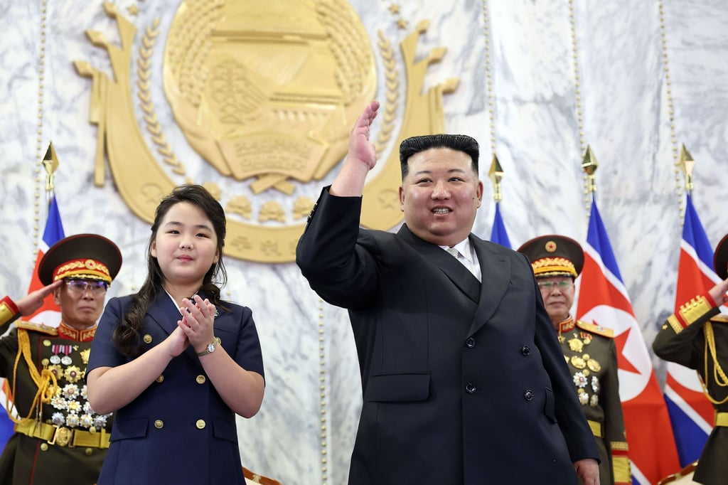 Kim Jong-un and Kim Ju-ae, pictured last September, attend the paramilitary parade at Kim Il Sung Square in Pyongyang, North Korea, to mark the 75th anniversary of the founding of North Korea. Photo: KCNA/YNA/DPA Kim Jong-un and Kim Ju-ae, pictured last September, attend the paramilitary parade at Kim Il Sung Square in Pyongyang, North Korea, to mark the 75th anniversary of the founding of North Korea. Photo: KCNA/YNA/DPA