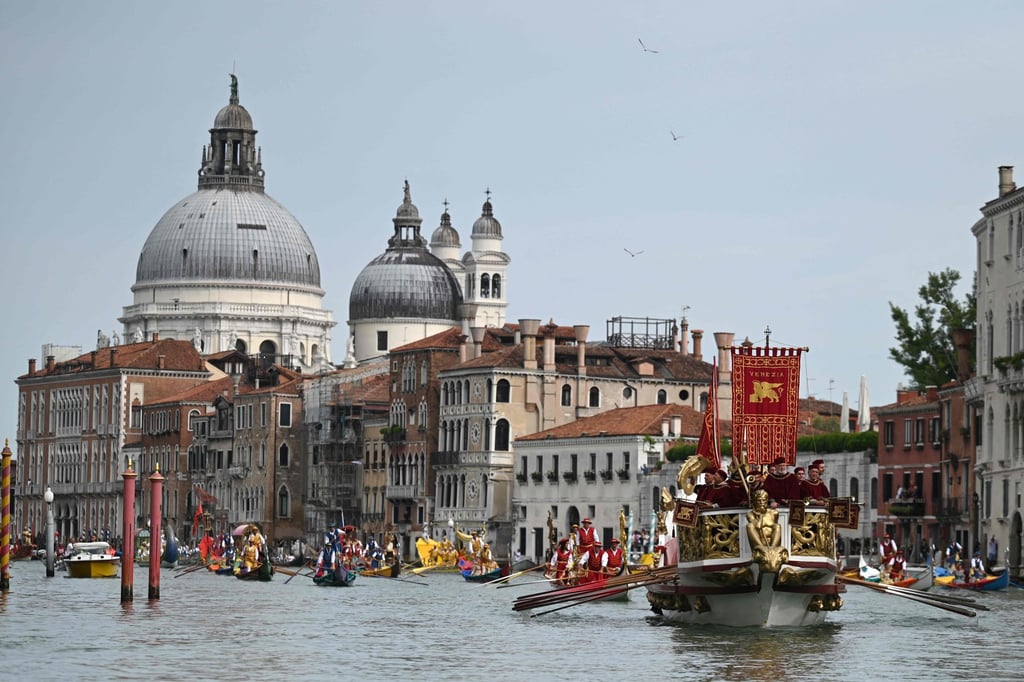 The annual Regata Storica (Historical Regatta) on the Grand Canal, close to Rialto Bridge, in Venice in September 2023. Photo: AFP The annual Regata Storica (Historical Regatta) on the Grand Canal, close to Rialto Bridge, in Venice in September 2023. Photo: AFP
