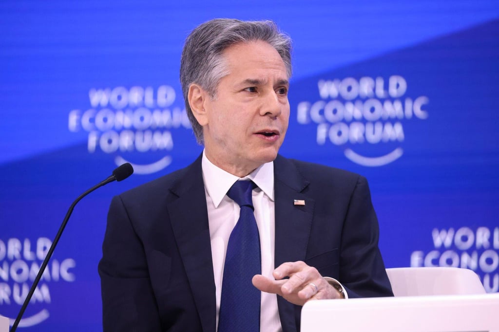 US Secretary of State Antony Blinken reiterated the need for a “pathway to a Palestinian state” at the World Economic Forum. Photo: Bloomberg