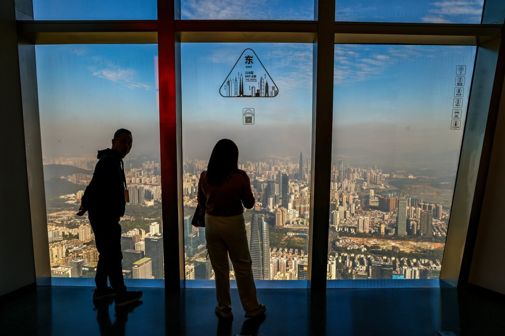 A view of Shenzhen from the Free Sky observation deck in Ping An Finance Center on December 28, 2023. The city saw new-home prices decline 0.9 per cent in December compared with November.