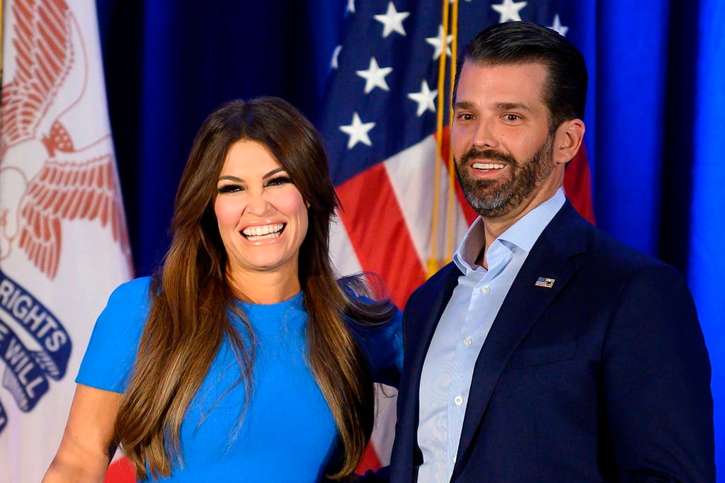 Kimberly Guilfoyle and Donald Trump Jr at a Keep Iowa Great press conference together in Iowa, in 2020. Photo: AFP