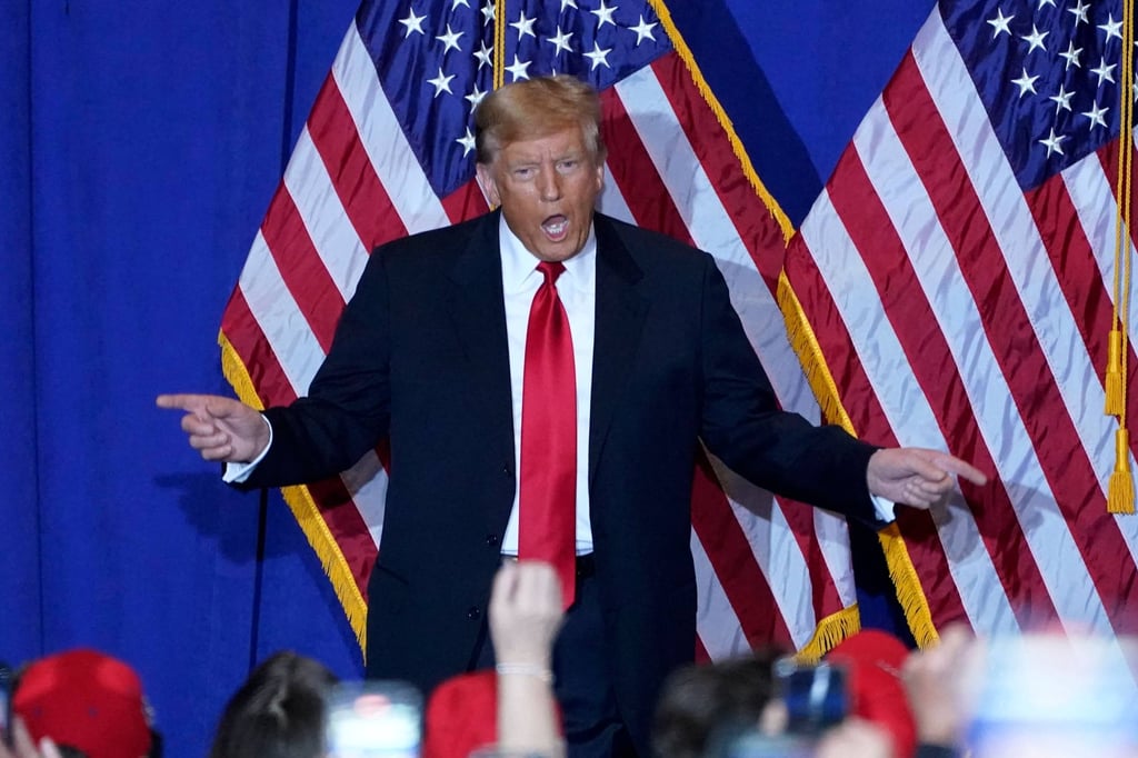 Donald Trump at Tuesday night’s rally in New Hampshire. Photo: AFP