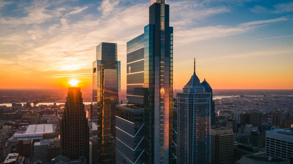 Housing the Four Seasons Hotel, the 60-storey Comcast Technology Center is the tallest building in both Philadelphia and the state of Pennsylvania. Photos: Handout Housing the Four Seasons Hotel, the 60-storey Comcast Technology Center is the tallest building in both Philadelphia and the state of Pennsylvania. Photos: Handout