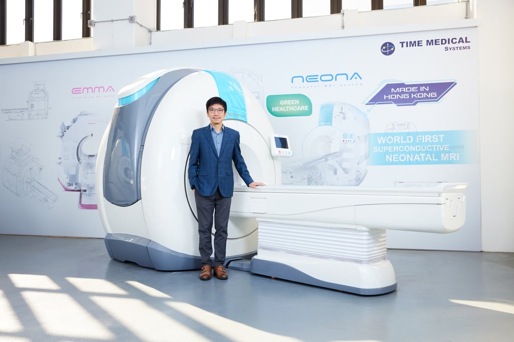Simon Yeung, co-founder and COO of Time Medical, with the company’s Hong Kong-developed neonatal MRI system.
